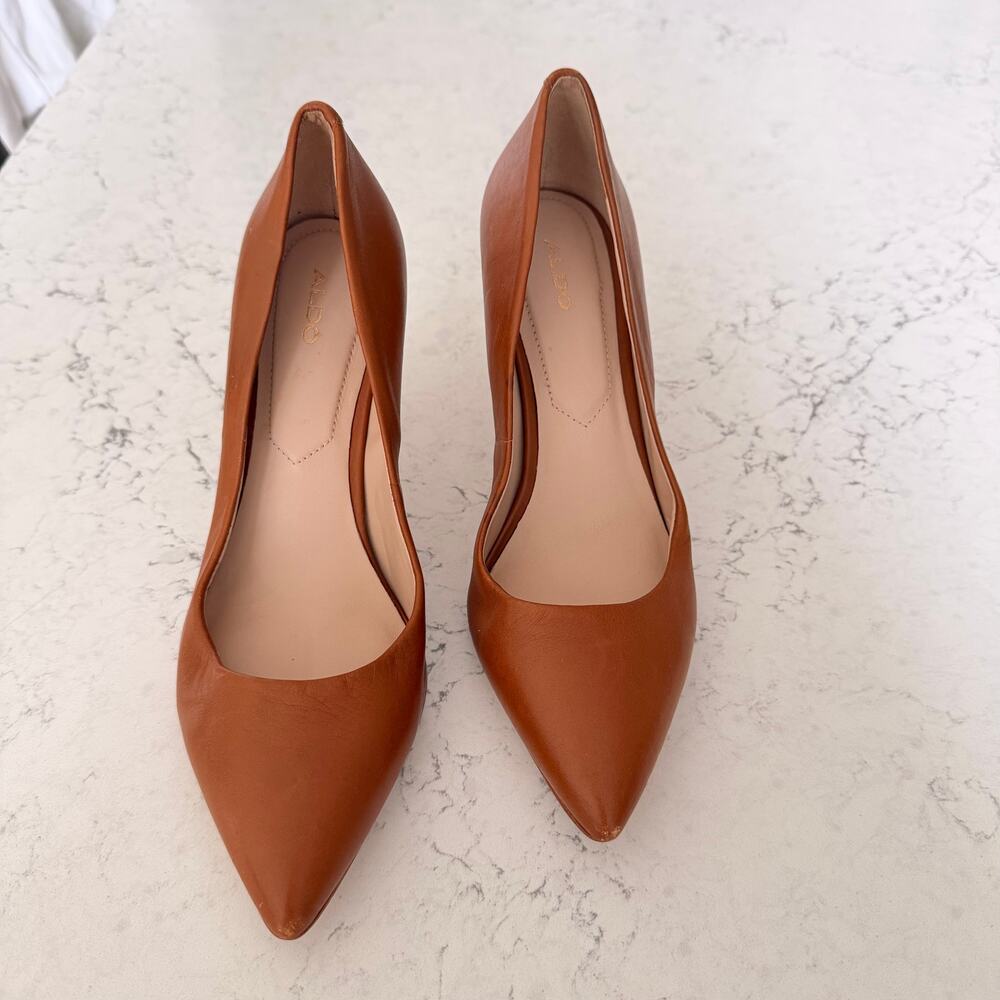 ALDO Brown Leather Low Heel Pumps – Size 7 - Picture 5 of 5